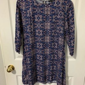 Print long sleeve mini dress
